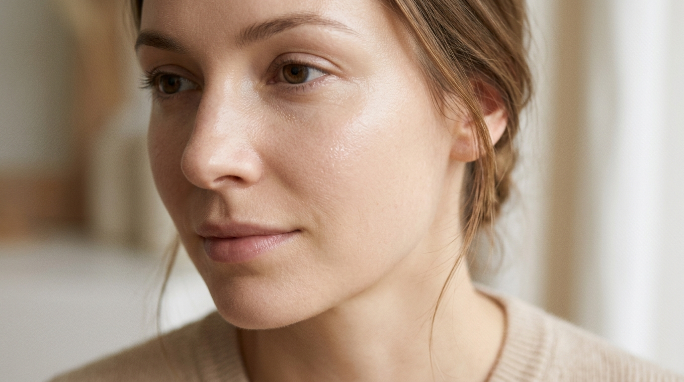 Close-up of clear under-eye skin