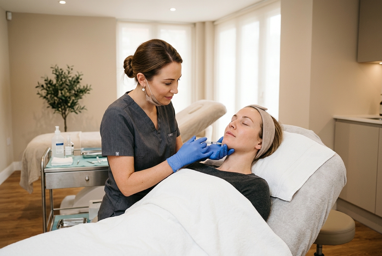 Non-surgical lower-face treatment in a UK aesthetic clinic